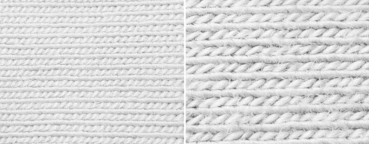 Fabric comparison showing modal fabric texture on the left and cotton fabric texture on the right